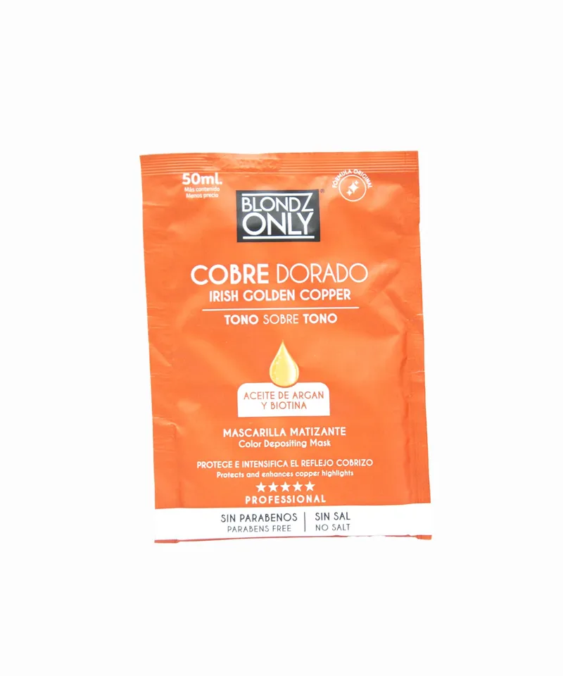 BLONZ ONLY MASCARILLA MATIZANTE COBRE DORADO X 50ML - Producto de belleza y estética en Almacén Sandra