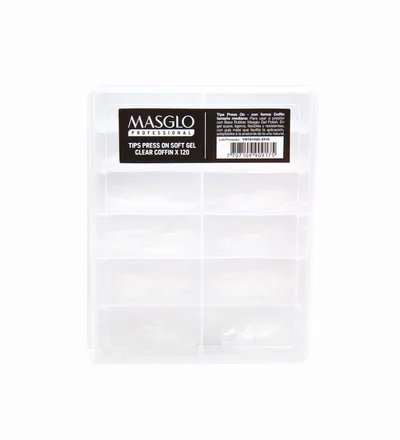 MASGLO ESTUCHE DE UÑAS TIPS PRESS ON SOFT GEL CLEAR COFFIN X 120UND - Producto de belleza y estética en Almacén Sandra
