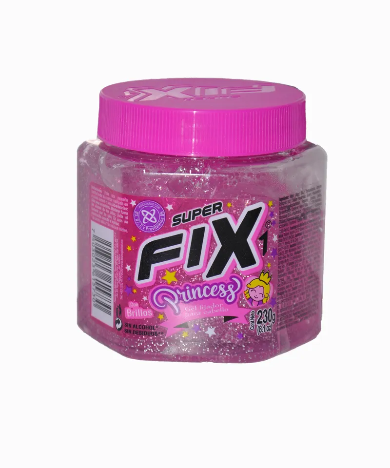 SUPER FIX 1 GEL FIJADOR DE CABELLO ESCARCHADO PRINCESS X 230GR - Producto de belleza y estética en Almacén Sandra