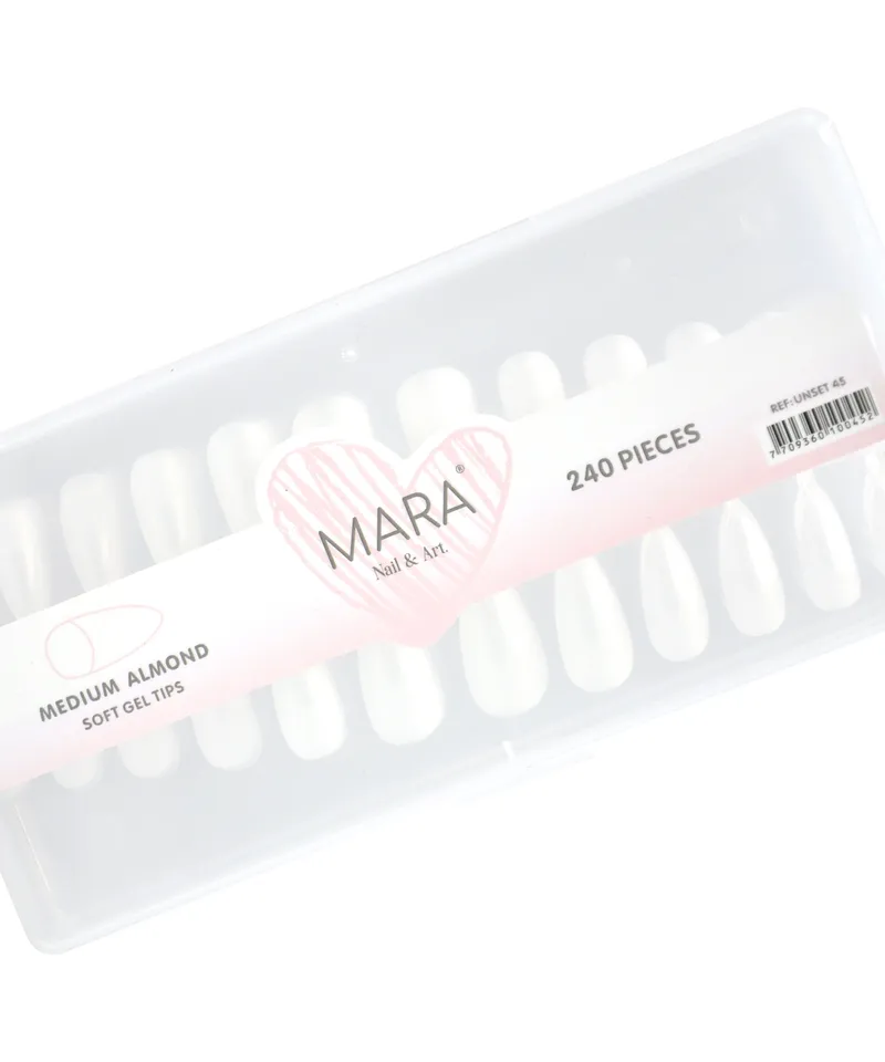 MARA NAIL SOFT GEL TIPS MEDIUM ALMOND X 240PCS REF: UNSET45 - Producto de belleza y estética en Almacén Sandra