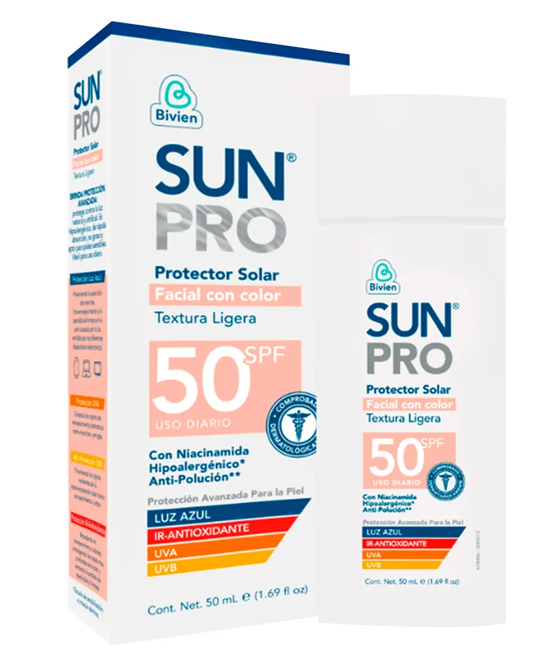 SUN PRO PROTECTOR SOLAR FACIAL CON COLOR SPF50 X 50ML - Producto de belleza y estética en Almacén Sandra
