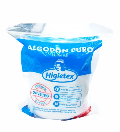 HIGIETEX ALGODÓN ABSORBENTE ROLLO X 250GR - Producto de belleza y estética en Almacén Sandra