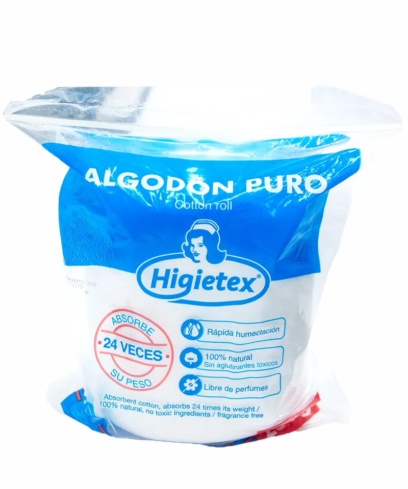 HIGIETEX ALGODÓN ABSORBENTE ROLLO X 250GR - Producto de belleza y estética en Almacén Sandra