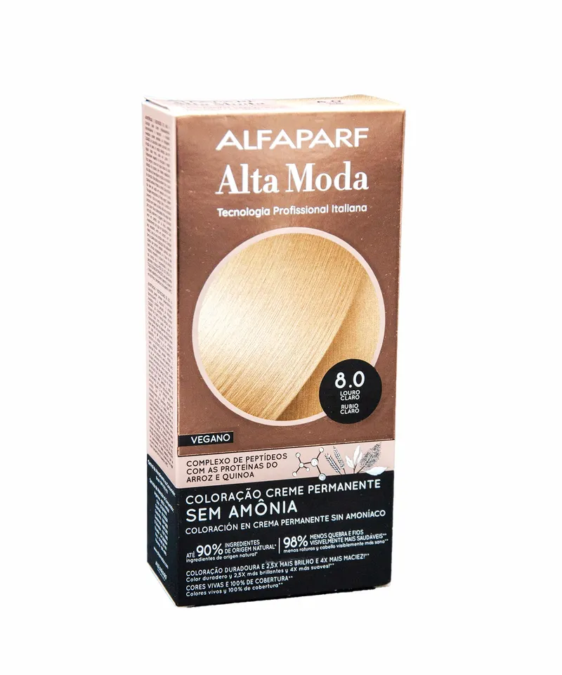 ALFAPARF ALTA MODA TINTE SIN AMONIO RUBIO CLARO N.8-0 - Producto de belleza y estética en Almacén Sandra