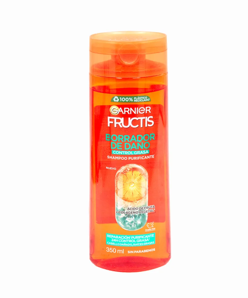 GARNIER FRUCTIS SHAMPOO PURIFICANTE  CONTROL GRASA BORRADOR DE DAÑO X 350ML - Producto de belleza y estética en Almacén Sandra