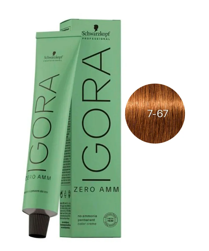 IGORA ZERO AMM TINTE RUBIO MEDIO CHOCOLATE COBRIZO N.7.67 X 60ML - Producto de belleza y estética en Almacén Sandra