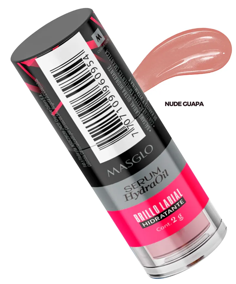 MASGLO BRILLO LABIAL SERUM HYDRAOIL NUDE GUAPA X 2GR - Producto de belleza y estética en Almacén Sandra