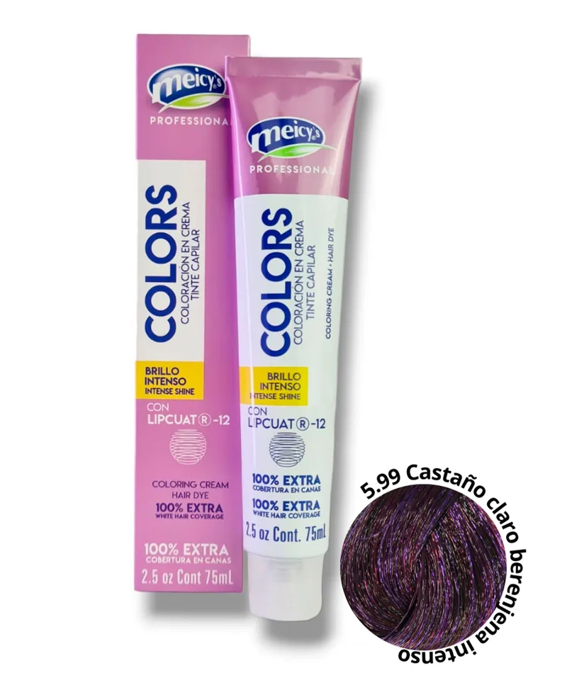 MEICYS COLORS TINTE N.5.99 CASTAÑO CLARO BERENJENA INTENSO X 75ML - Producto de belleza y estética en Almacén Sandra